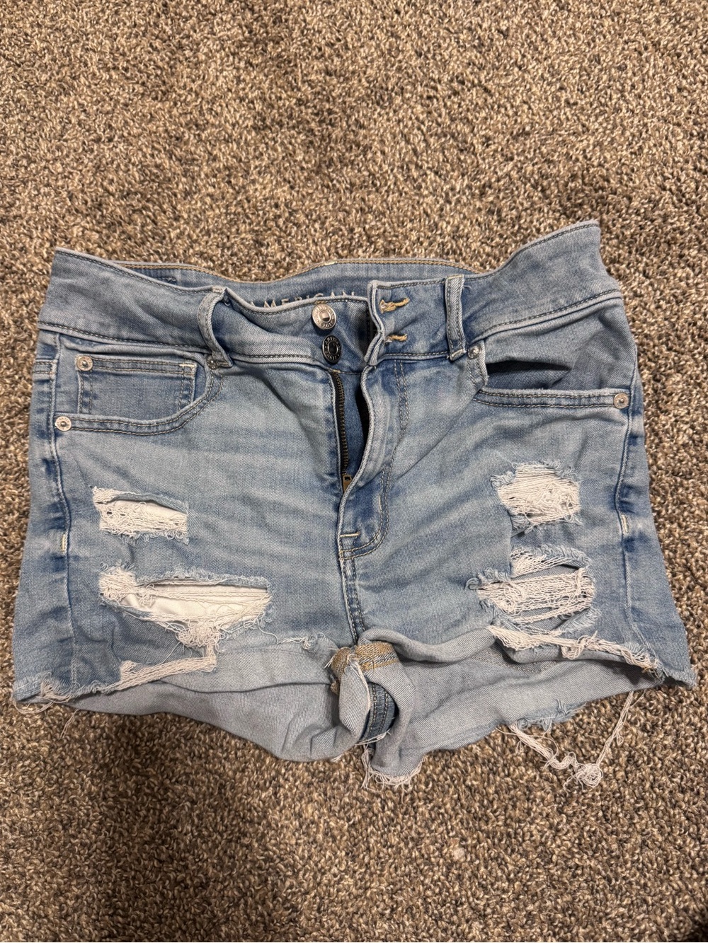 American Eagle Outfitters Light Wash Distressed Denim Shorts